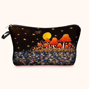 Cosmetic Bag Makeup Mushroom Forest Moon Trip Wonderland Travel Storage Star NEW